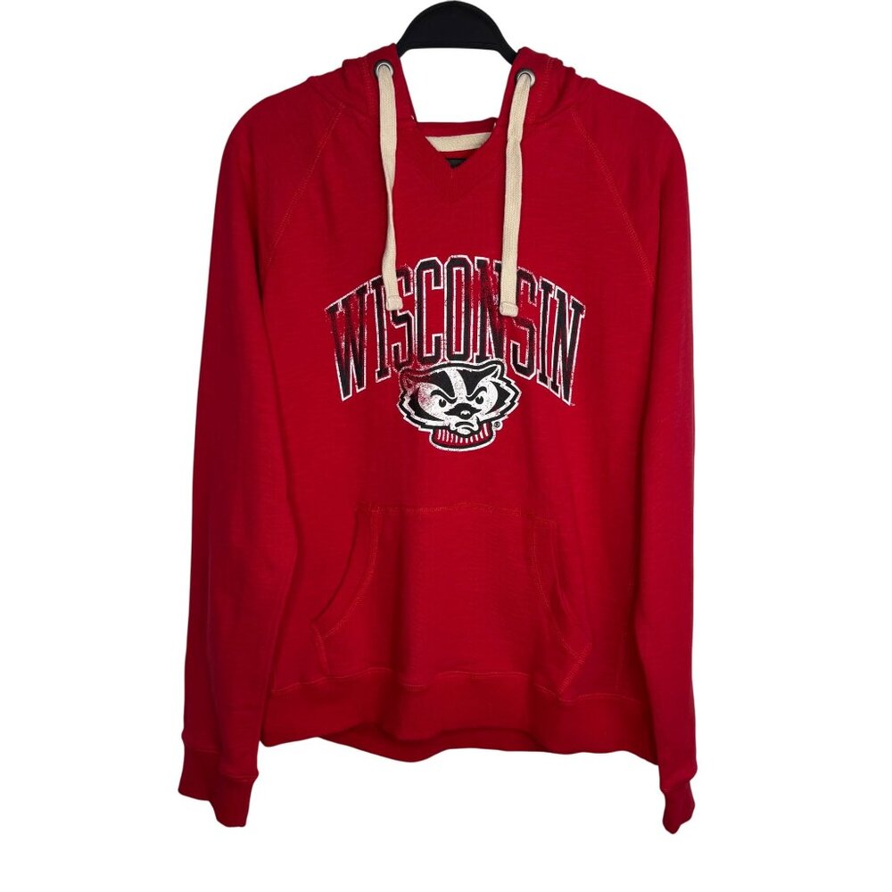 Vintage Y2K‎ Wisconsin Badgers Red V Neck Hoodie Men’s Medium